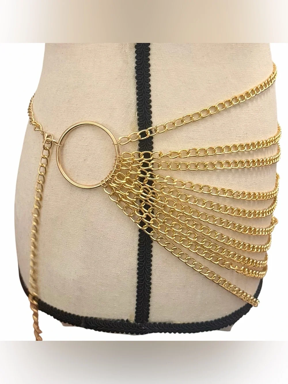 Belt Waist Chains 30”-47” w/ 10 Layers Gold Tone